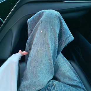 细闪满天星烫钻直筒牛仔裤女2026新款大码胖mm宽松显瘦满钻阔腿裤