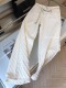 女2026春夏宽松显瘦阔腿拖地裤 设计感小香风格 纹白色直筒牛仔裤 子