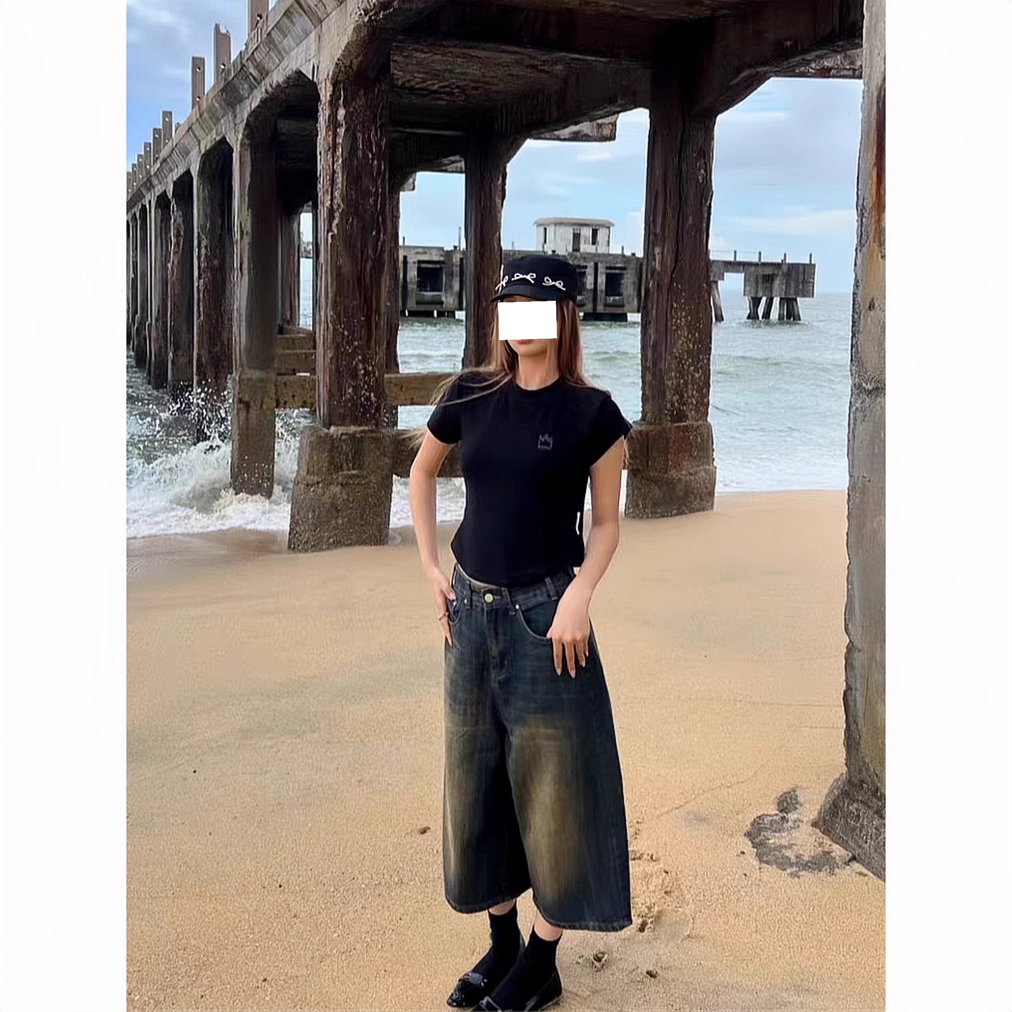 美式牛仔七分裤女薄款短裤2025夏季新款小个子宽松中裤阔腿八分裤