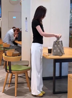 白色牛仔裤女夏季薄款2026新款高腰小个子休闲垂感窄版直筒阔腿裤