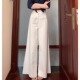 高腰宽松休闲垂感喇叭裤 白色时尚 新款 女2026春季 子 百搭阔腿牛仔裤