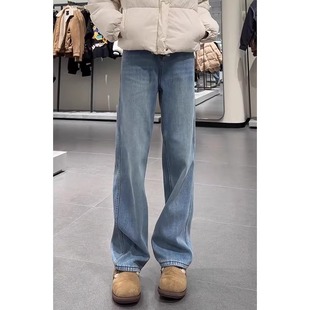 加绒牛仔裤女秋冬季2025年新款时尚潮流高腰小个子窄版直筒阔腿裤