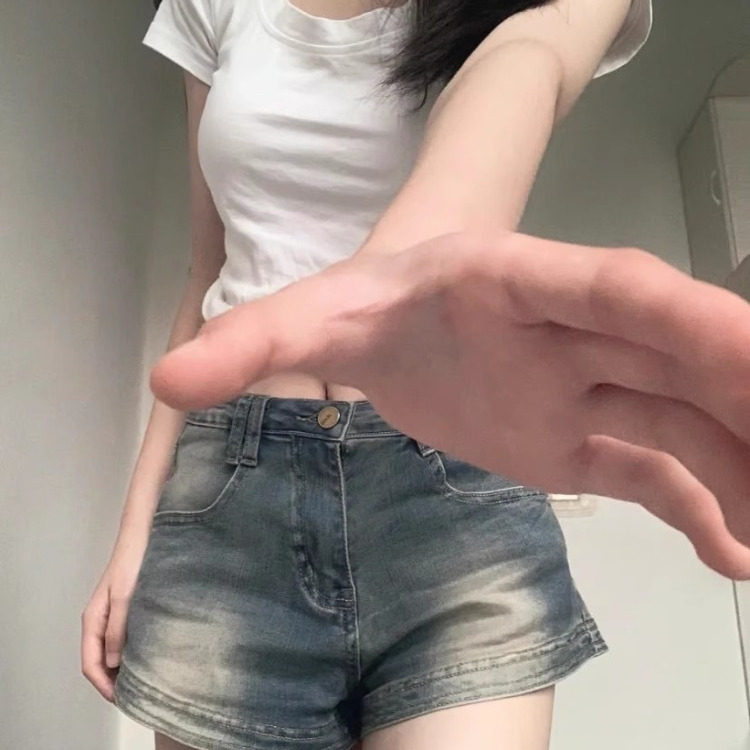 高腰牛仔短裤女夏季2025新款美式高街复古宽松显瘦辣妹a字阔腿裤