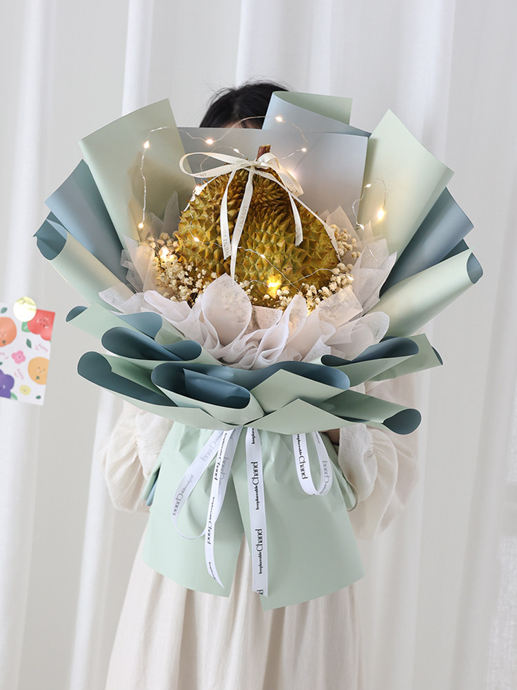 diy榴莲花束水果手捧花包装纸材料包套装创意生日礼物送女友闺蜜