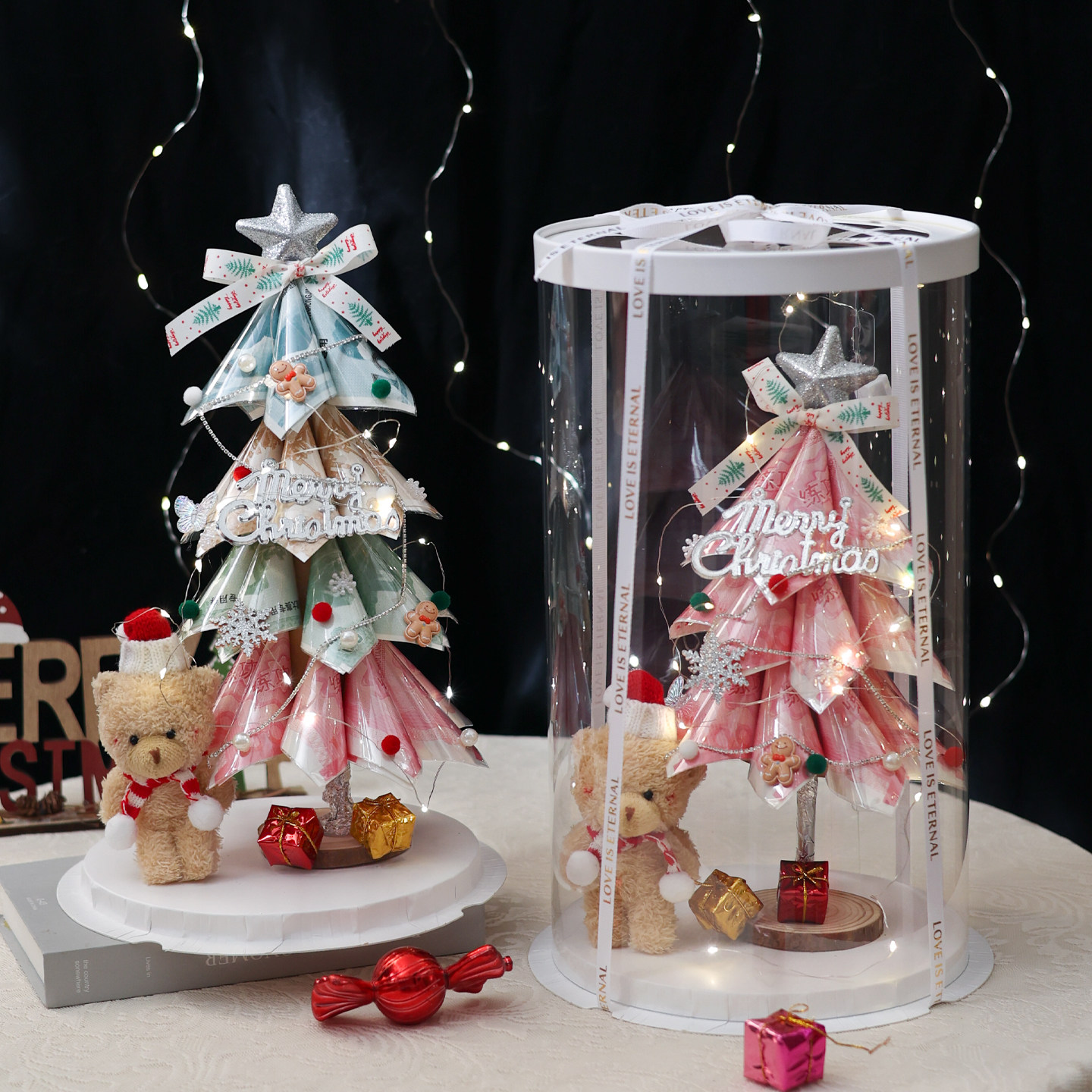 创意手工自制圣诞树花艺礼盒