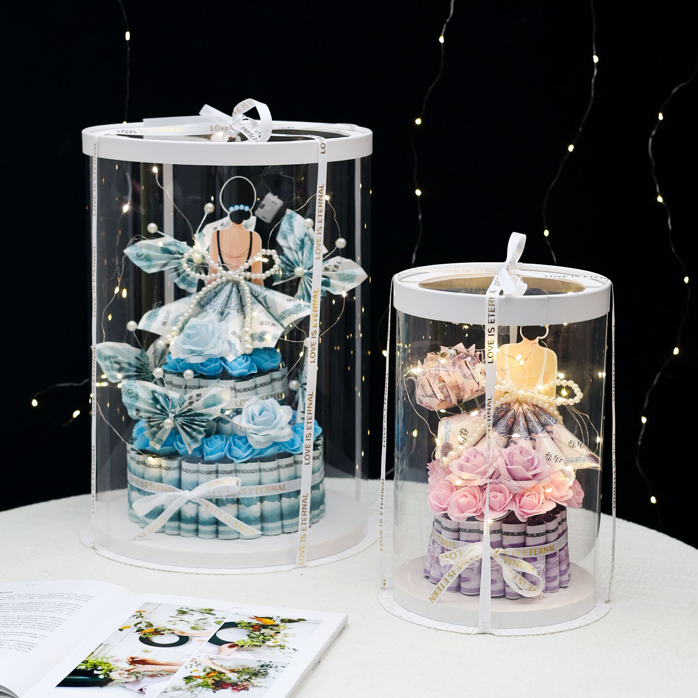 手工diy自制材料包公主裙透明礼盒生日纪念日告白惊喜礼物送老婆