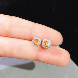 刻面芬达石耳钉，裸石3*4mm颗颗精品！s925纯银精工镶嵌