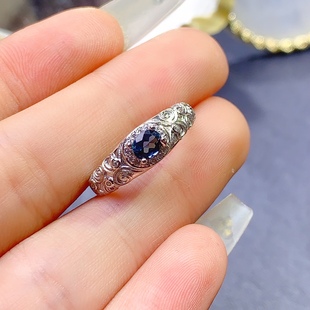 伦敦蓝戒指,伦敦蓝托帕石,925银K金工艺精工镶嵌,4X5mm补水水
