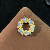 中国地质大学 925银精工镶嵌 欧泊吊坠胸针两用款 5mm 厚