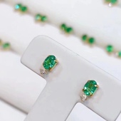裸石规格 天然哥伦比亚祖母绿耳钉 4mm 地质大学