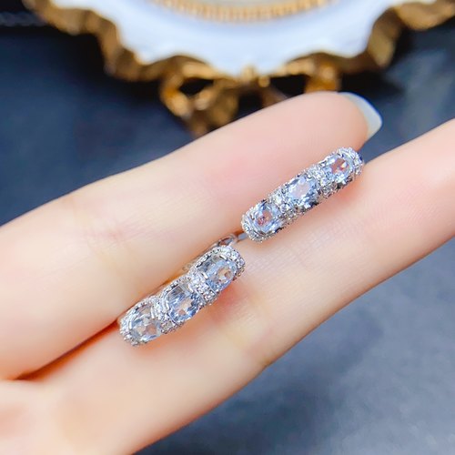 海蓝宝耳钉 主石3*4mm补水水属性宝石