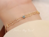 轻奢海蓝宝爱心钻石手链 18k金 精致女孩就是你情人节礼物补