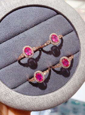 帕帕拉恰粉蓝宝戒指，5A级宝石，尺寸4X6mm520礼物