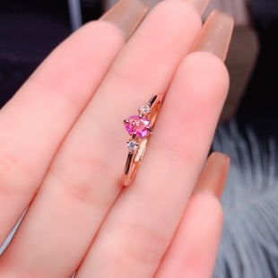 【中国地质大学】帕帕拉恰粉蓝宝戒指，5A级宝石，尺寸4X5mm520礼