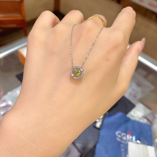 【中国地质大学】橄榄石吊坠,925银镶嵌情人节礼物