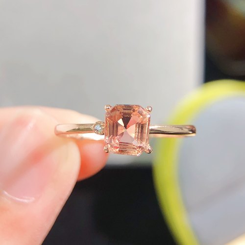 【中国地质大学】碧玺戒指 s925纯银镶嵌，晶体干净颜色好火彩好