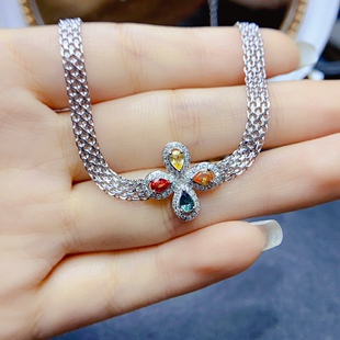 天然彩蓝宝手链，晶体全净火彩爆闪，S925银精工镶嵌情人节礼物
