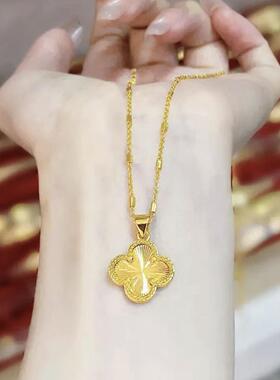 新中式精美金色四叶草星光链节节高气质时尚百搭项链