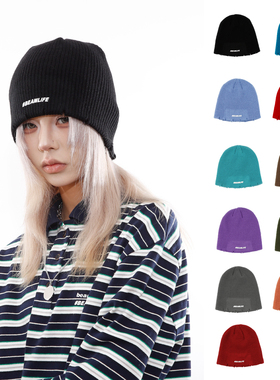 BEAMLIFE25AW原创秋冬新款基础冷帽子男女破洞显脸小毛线针织帽潮