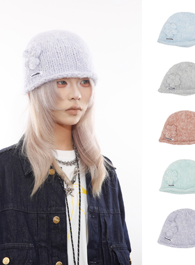 BEAMLIFE25AW秋冬原创设计针织浮花朵毛线帽子男女保暖韩版冷帽潮