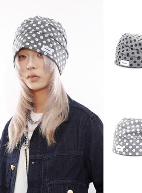 BEAMLIFE25AW秋冬原创碎花堆堆帽子男女韩版包头花朵提花冷帽子潮