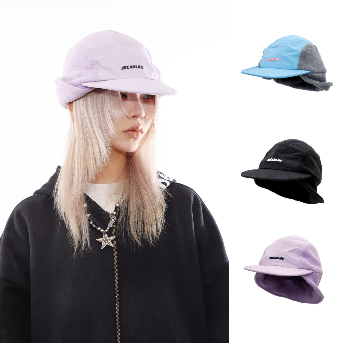 原创小众个性摇粒绒平檐棒球帽