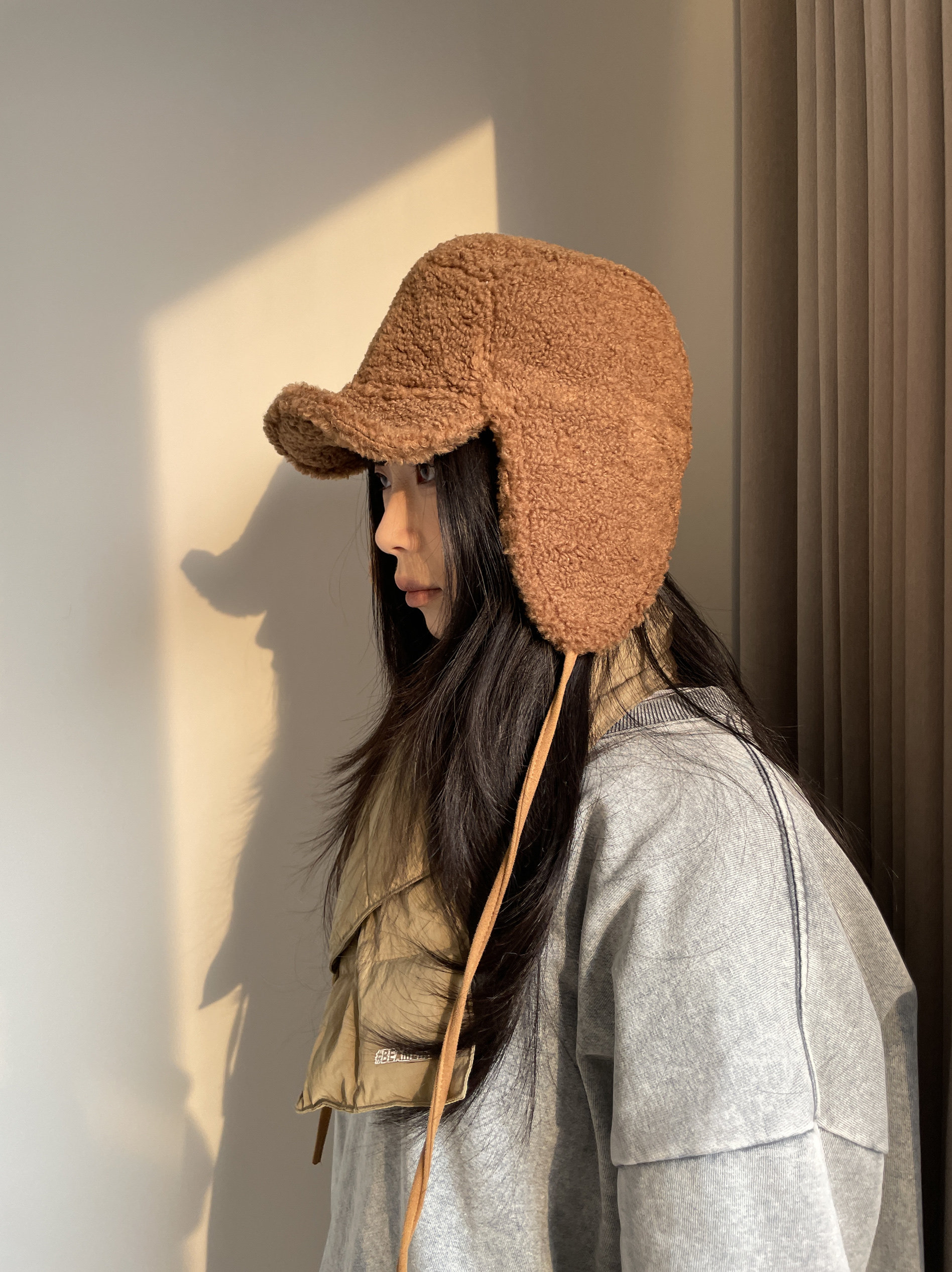 BEAMLIFE秋冬原创新品羊羔绒护耳防保暖防风绳防冻雷锋帽子男女潮