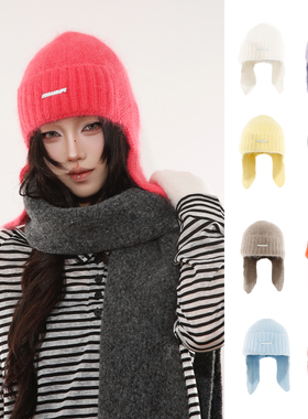 BEAMLIFE25AW原创秋冬毛茸韩版包头帽保暖护耳雷锋针织冷帽子男女