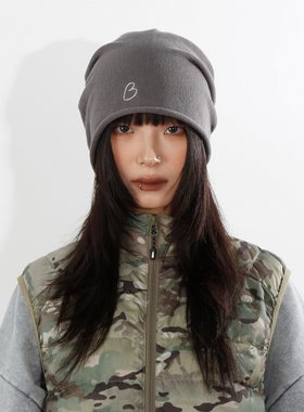 BEAMLIFE24A/W秋冬原创自制爱心B字母刺绣护耳帽子男女灰色堆堆帽