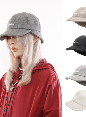 BEAMLIFE25AW秋冬原创毛呢前后帽檐鸭舌帽子男女英伦日系棒球帽子