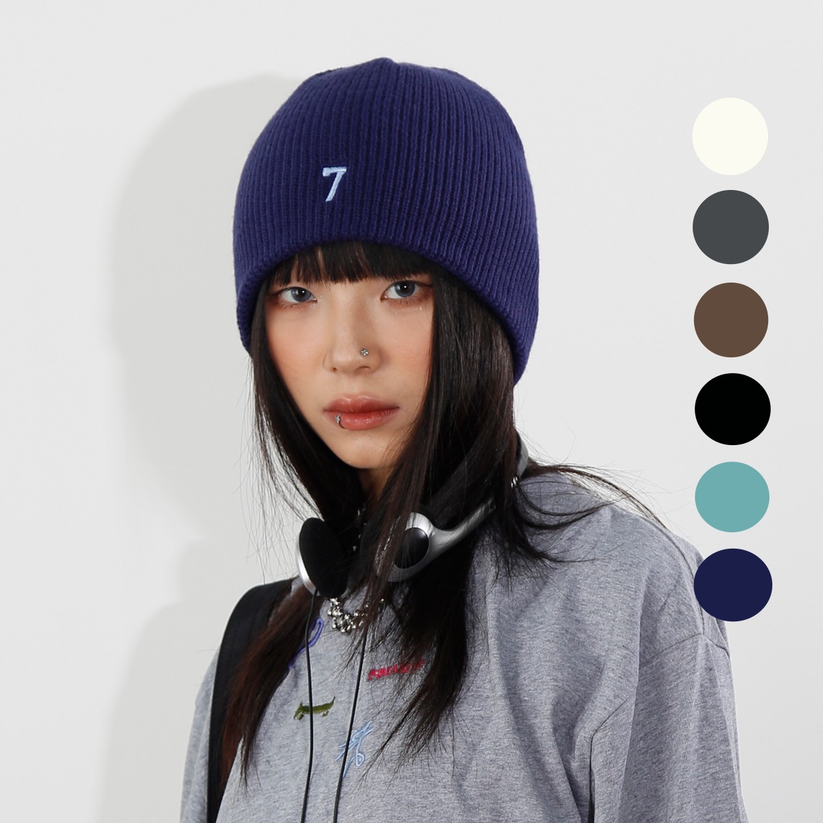 BEAMLIFE24A/W秋冬堆堆帽子男女韩版日系街头包头7刺绣针织毛线帽