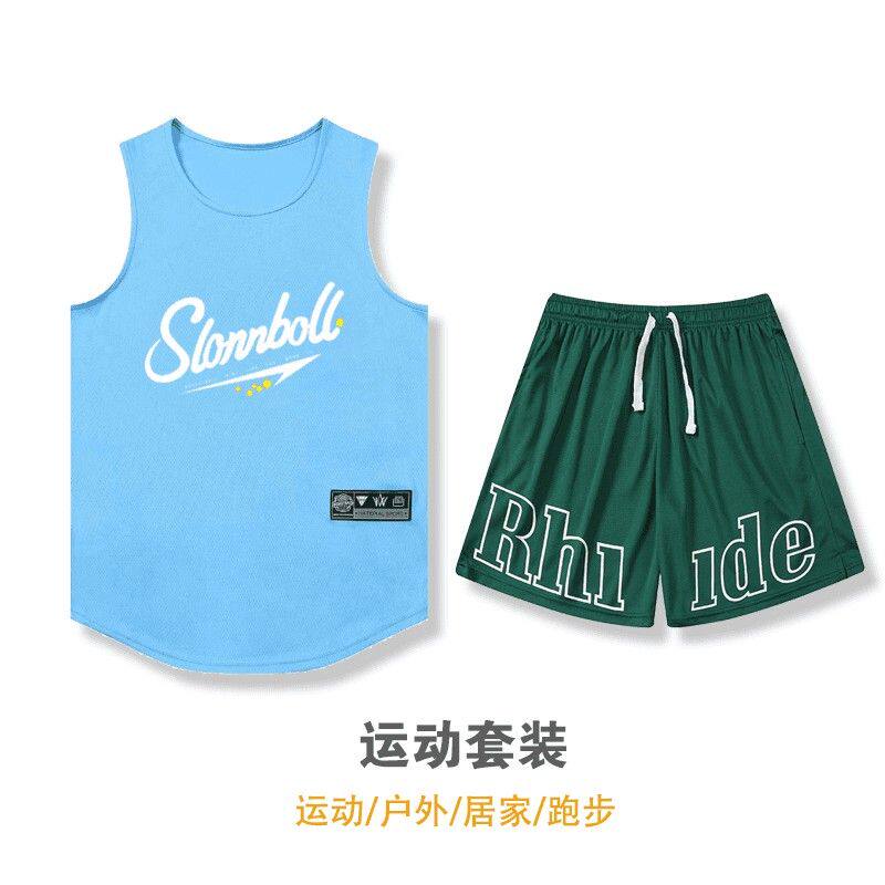 新款美式篮球裤字母印花速干运动休闲套装时尚沙滩短裤情侣装炸街