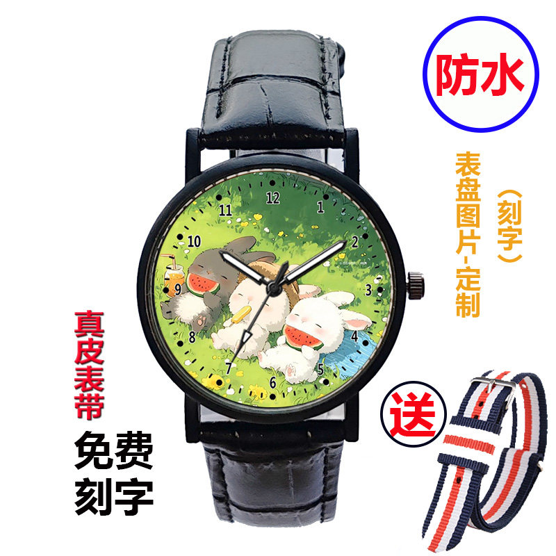 手表女生可爱卡通动漫防水手表中小学生考试用只看时间初高中学生