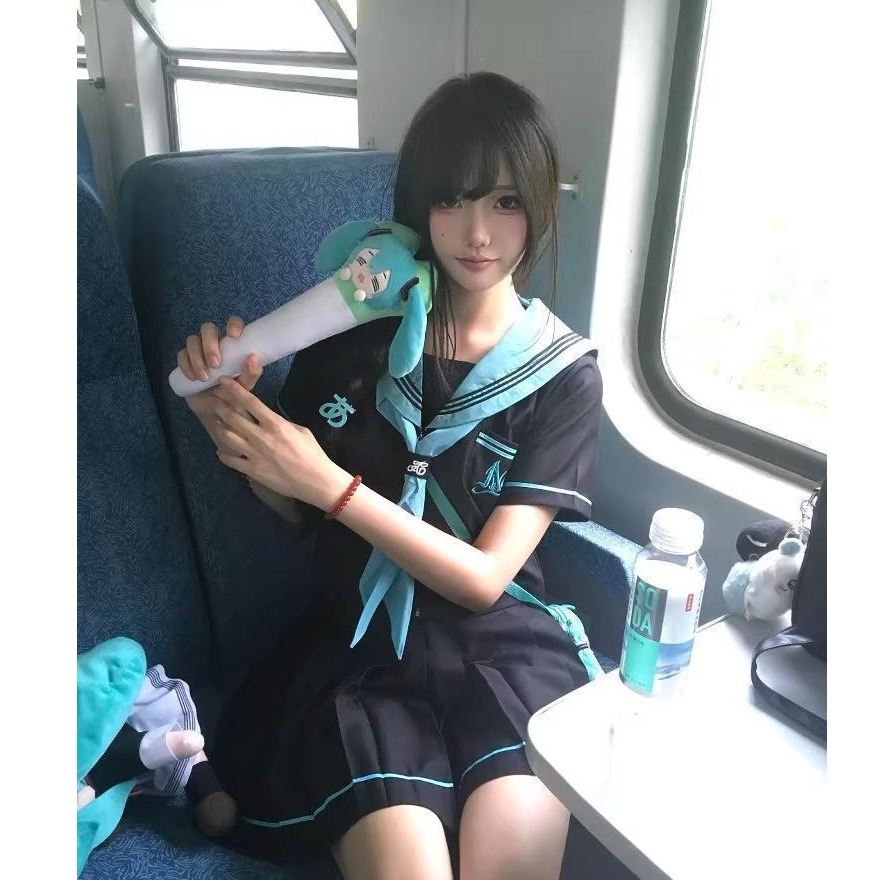校供感爆款时尚学院风校供水手服长短袖上衣高腰百褶裙两件套女
