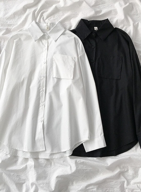 2023秋冬新款法式学院长袖白色衬衫女大码百搭衬衣学生休闲上夏潮