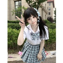 校供感次日夏日系JK制服衬衫小清新套装短袖上衣jk格裙一整套女