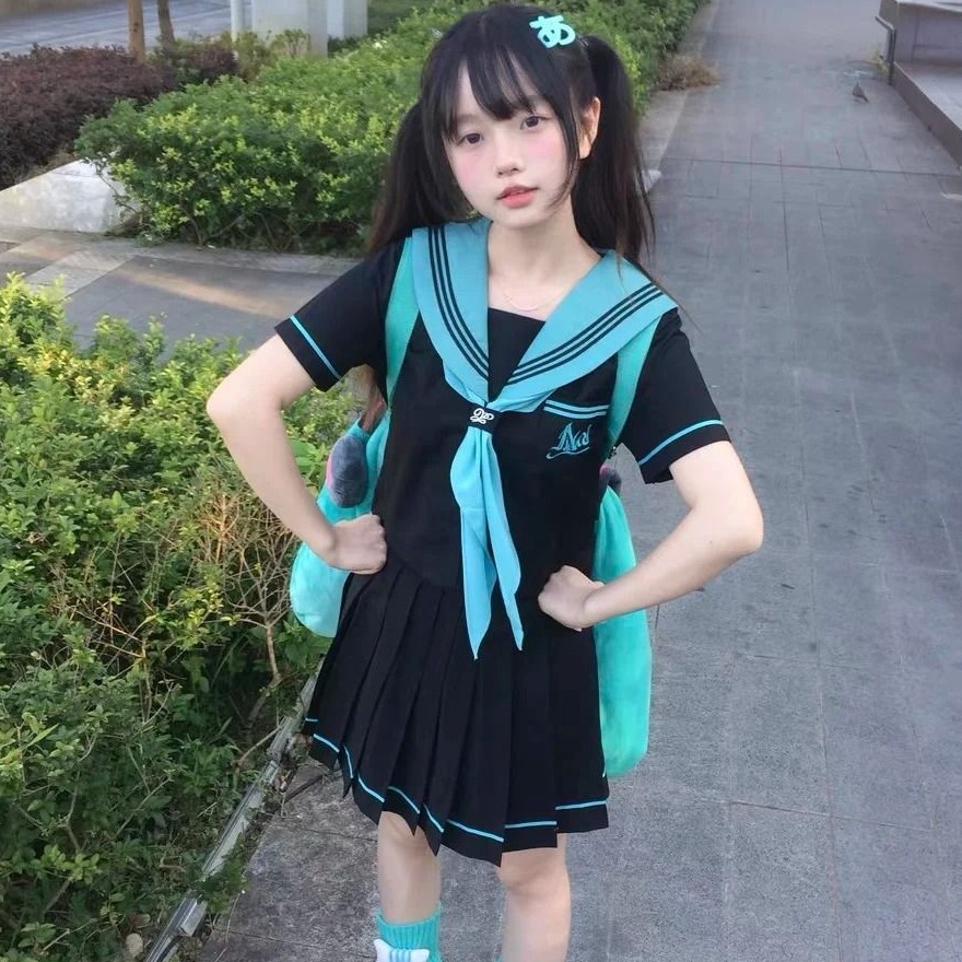 校供感2025年春秋初音中间服JK制服裙基础款学生长袖水手服套装