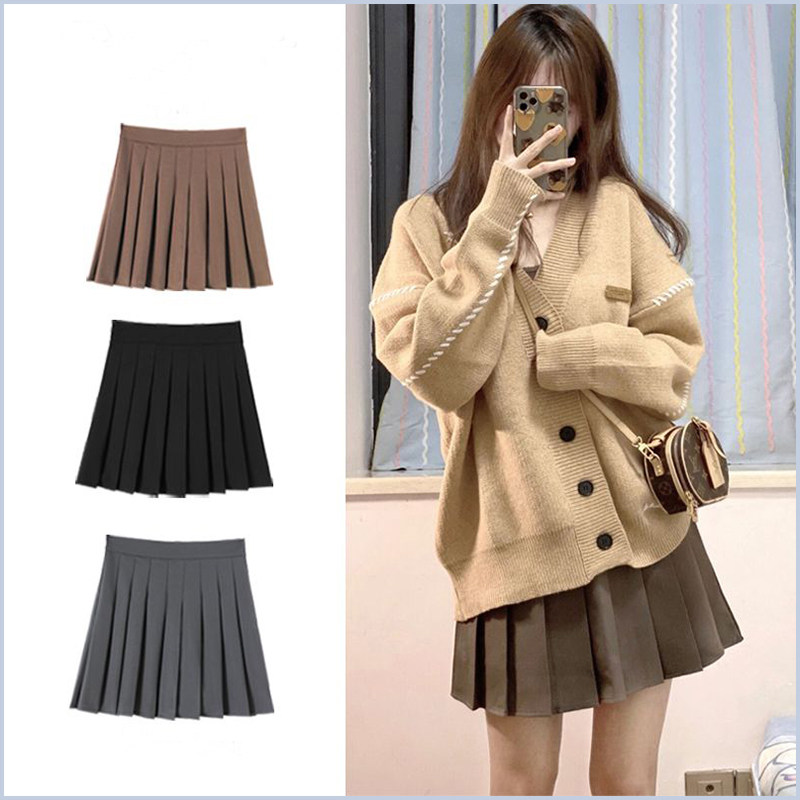 卡其色百褶裙女秋冬半身裙短裙2022新款夏配毛衣高腰辣妹a字裙潮,女装/女士精品,半身裙,淘宝优惠券,粉丝福利购,淘宝优惠卷