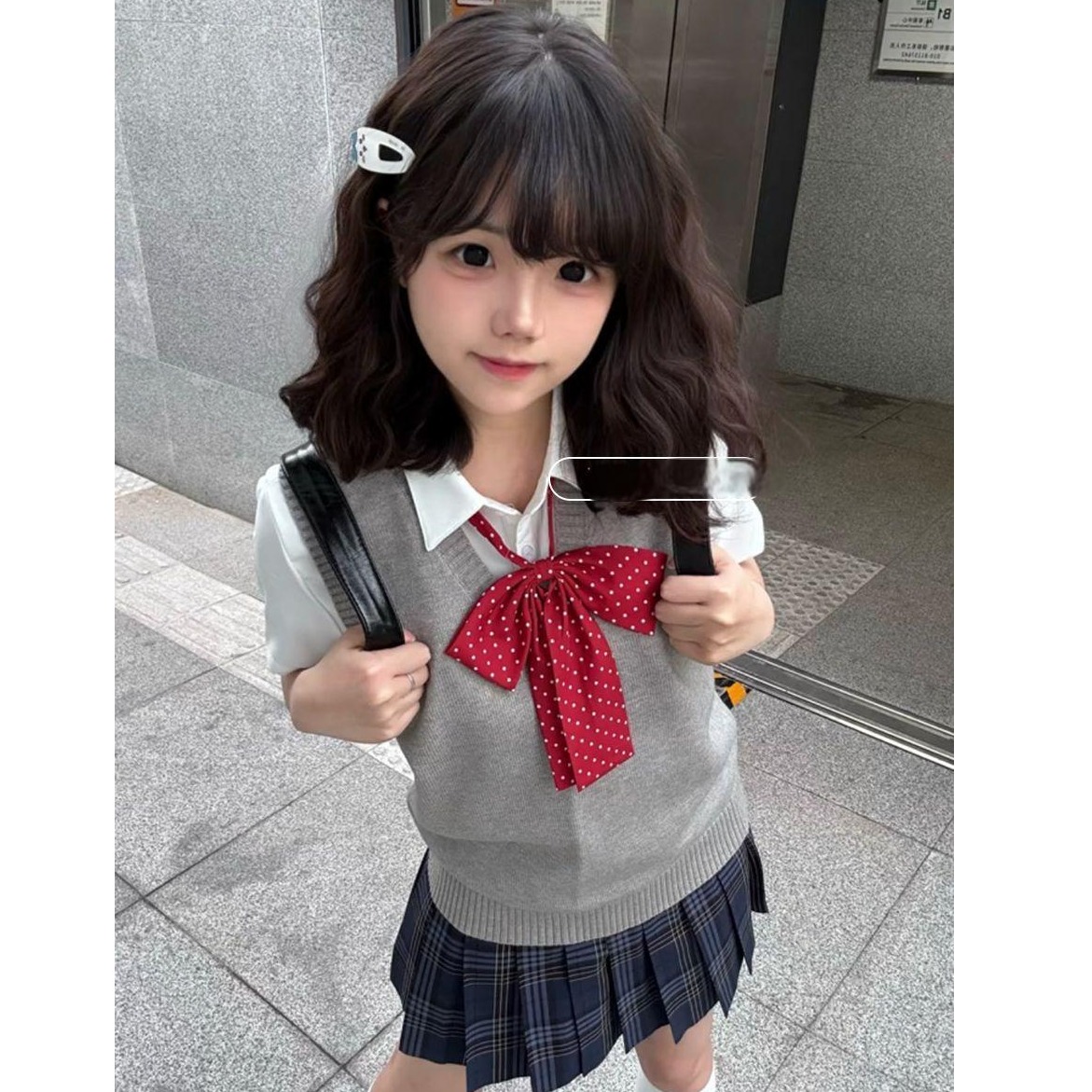 日系jk毛衣背心马甲基础款甜辣夏季院制服内搭针织衫上衣四件套