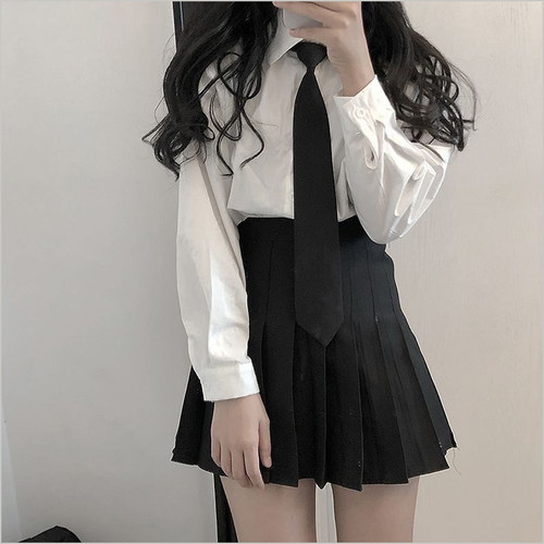 jk学院风白衬衫打底女日系雪纺