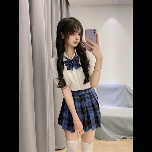 jk制服套装纯欲基础款收腰短袖衬衣学院风上衣辣妹风衣白色女衬衫