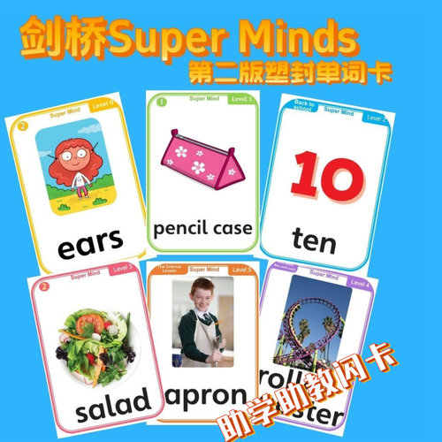 剑桥Super Minds第二版英语单词卡片儿童教具启蒙教学塑封闪卡