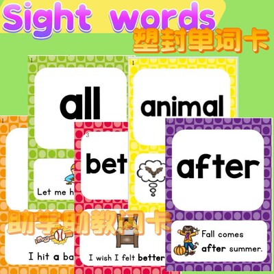 Sight Word高频词视觉词单词儿童教具启蒙教学塑封英语英文闪卡