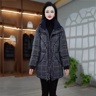 羽绒棉服女中长款2025年冬季新款宽松加绒面包服加厚保暖棉袄外套