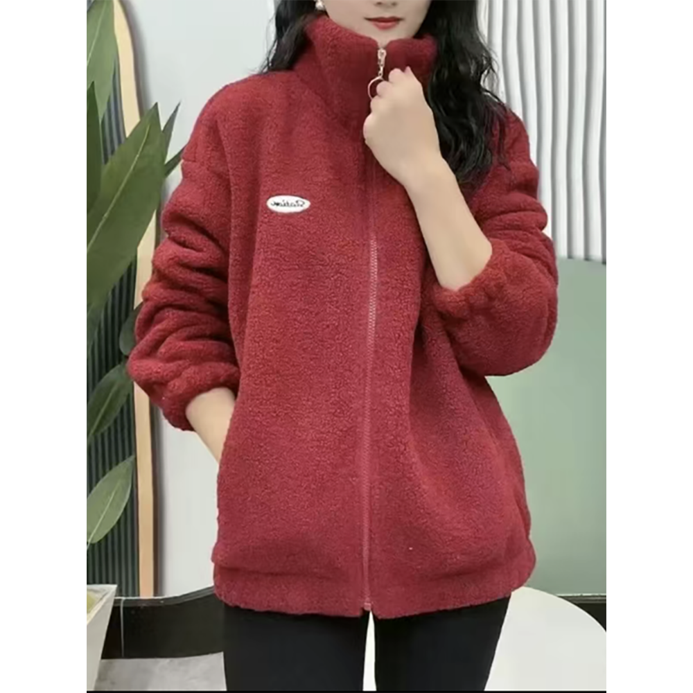 奶奶衣服秋冬装摇粒绒外套中老年人女装加绒加厚上衣保暖衣妈妈装
