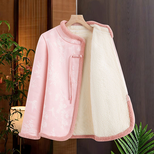 2024新款花棉袄女冬季加绒加厚上衣中式国风盘口外套东北大花棉衣