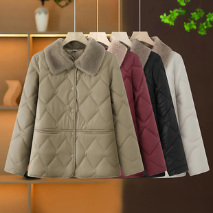 妈妈冬装皮棉服短款中老年冬季棉袄皮衣外套洋气中年女士棉衣新款