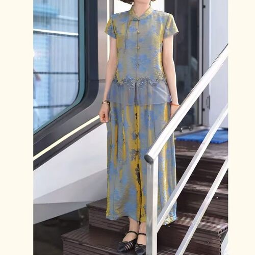 2026夏季新款气质妈妈装减龄中老年女装新中式国风套装显瘦两件套