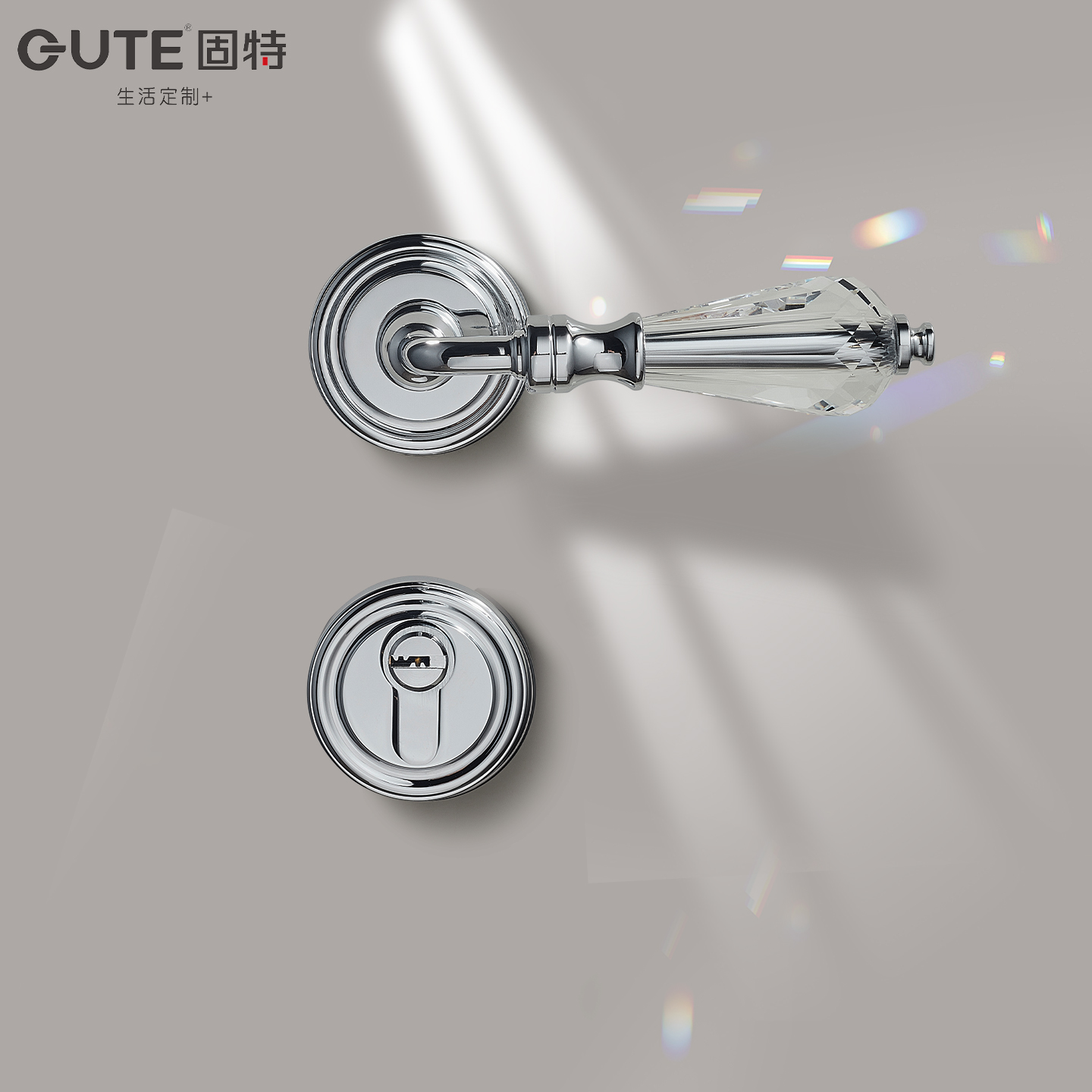 固特黄铜水晶卧室房门锁