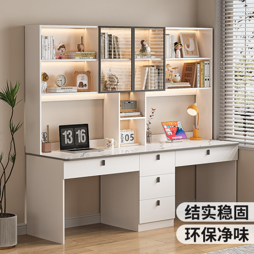 实木双人书桌书架All桌卧室桌子办公桌学生家用书桌学习桌